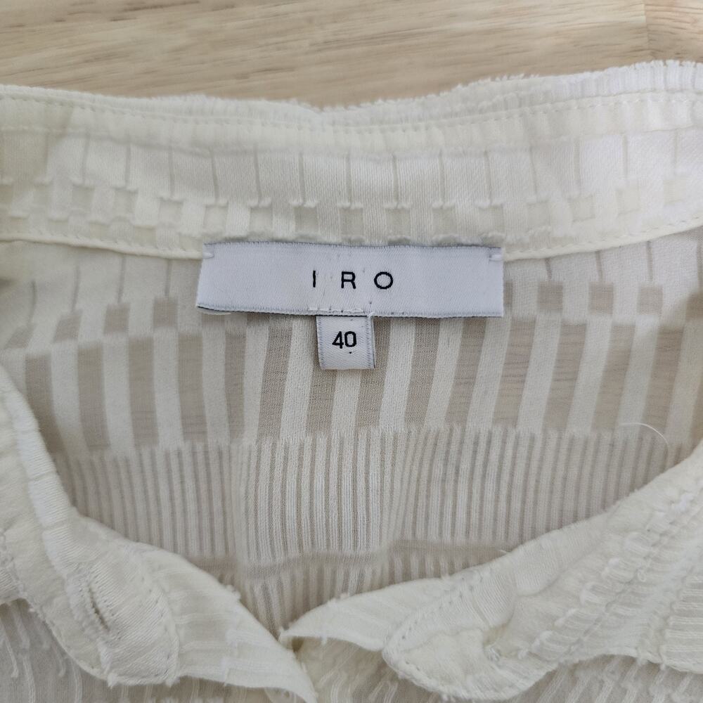 IRO Alaina Shirt Womens Size 40‎ Ivory White Silk Cotton Sheer Button Top Blouse - Picture 3 of 10